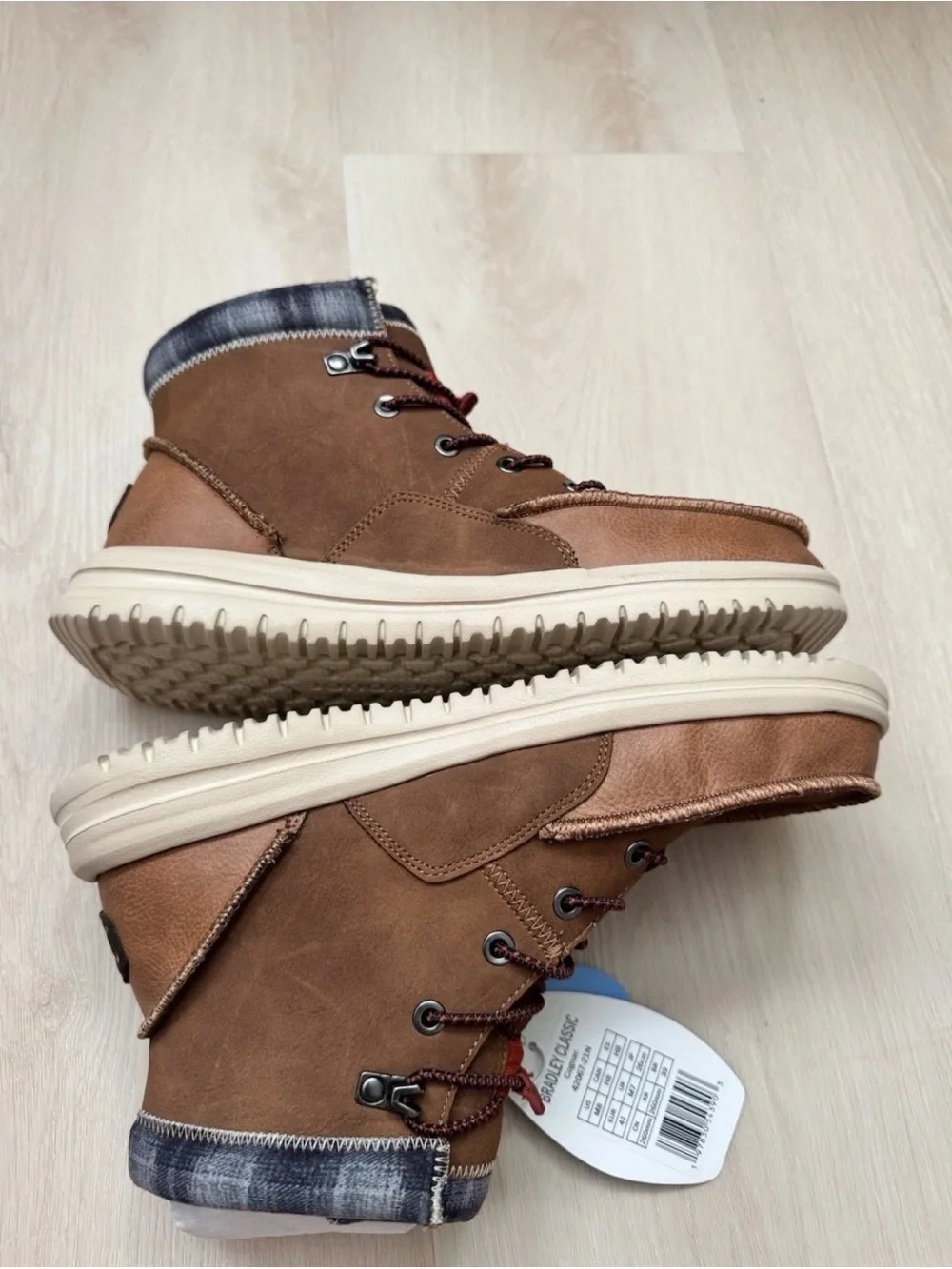 Hey Dude Brown Lace-Up Casual Boots with Cream Sole